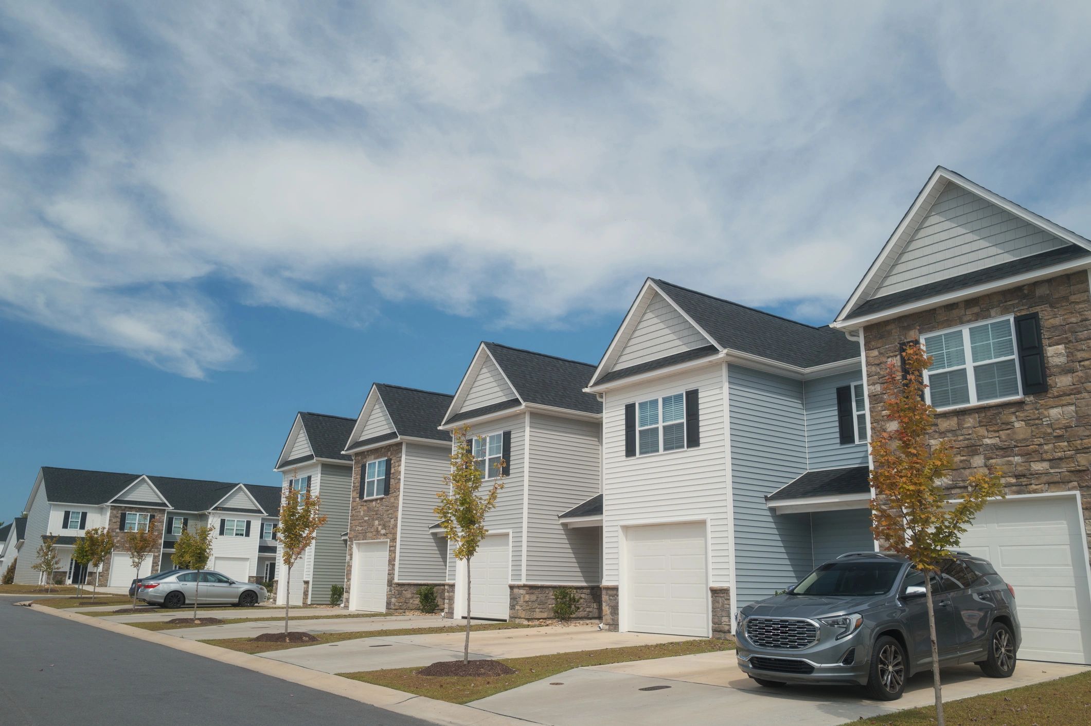 Townhouses on a residential street